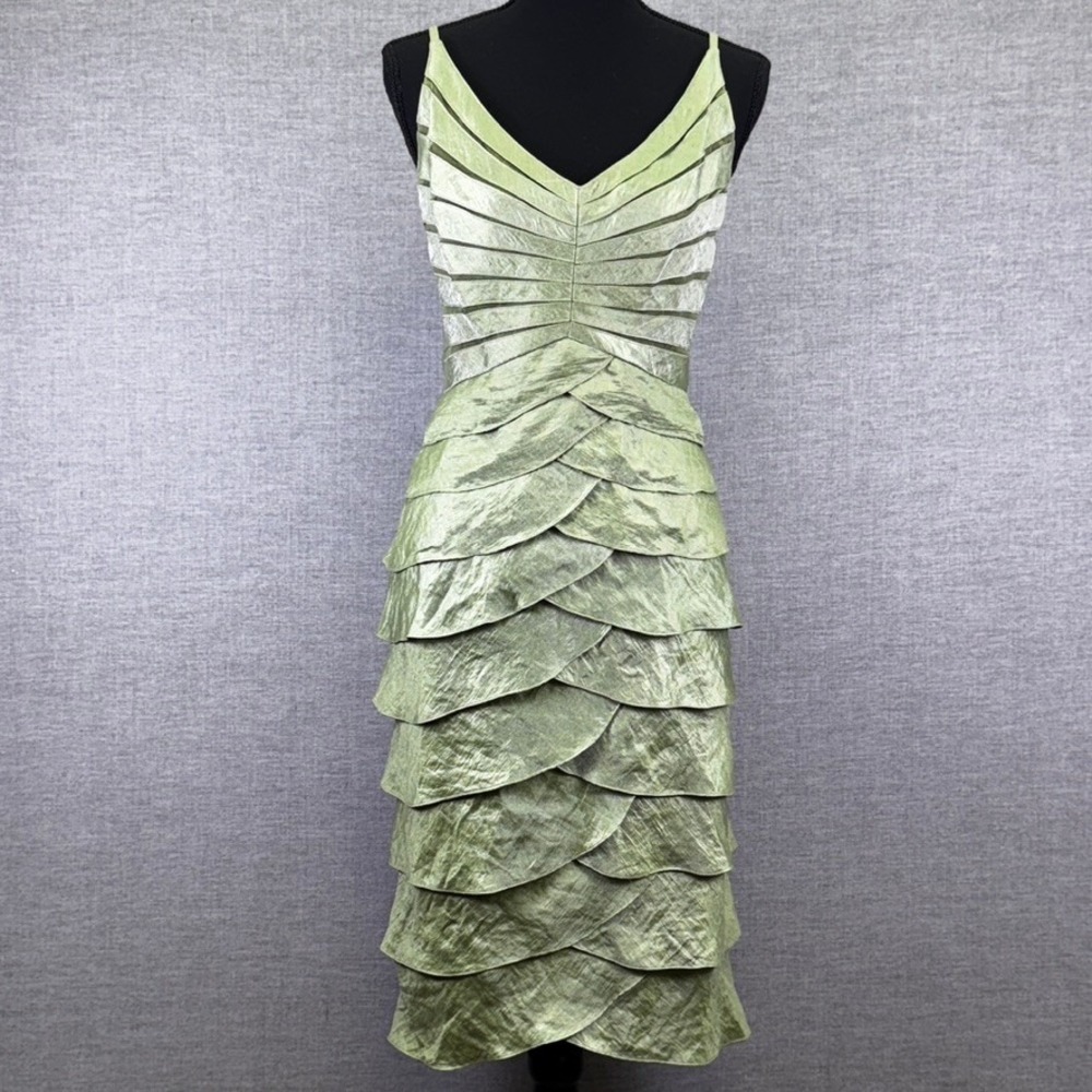 Adrianna Papell Green Layered Midi Dress